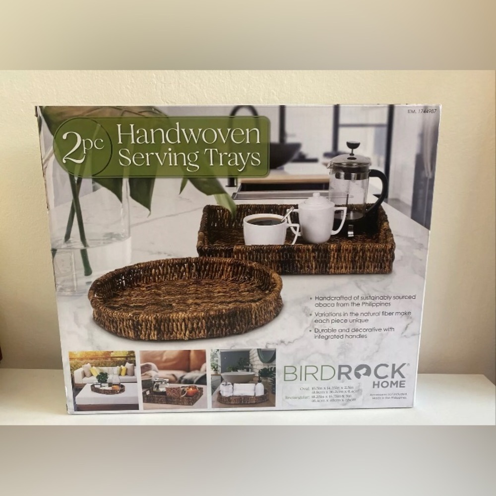 Birdrock Home Handwoven Serving Tray (2-Pack)